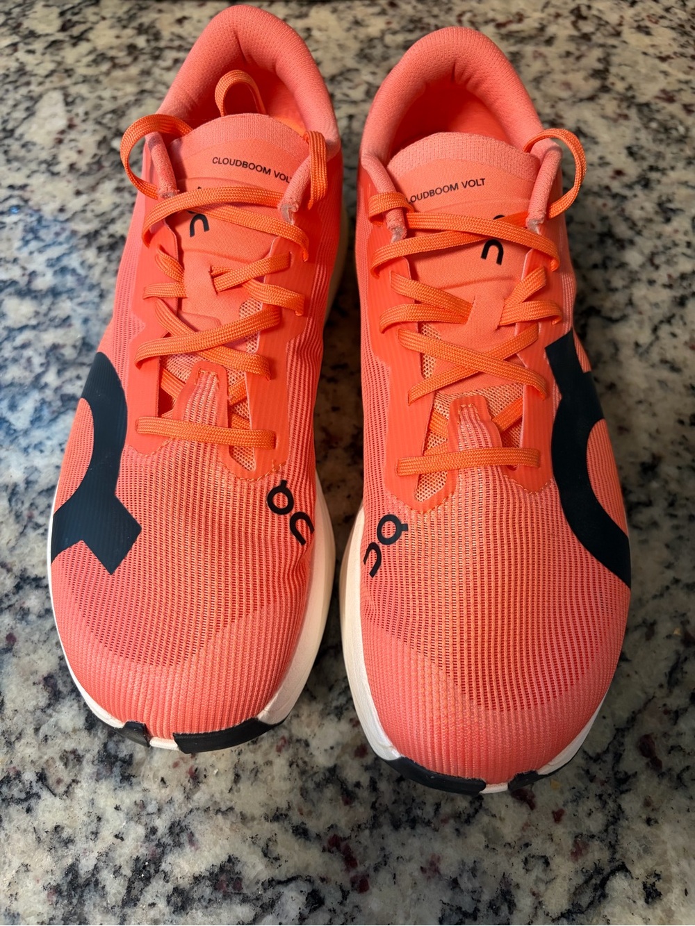 On Cloud Cloudboom Volt Sneakers in Coral-Orange with Black Accents